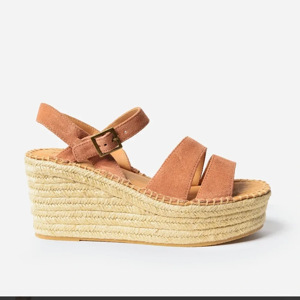 SOLUDOS COMO PLATFORM WEDGE ESPADRILLE SANDALS IN SAHARA PINK. NEW Sz9